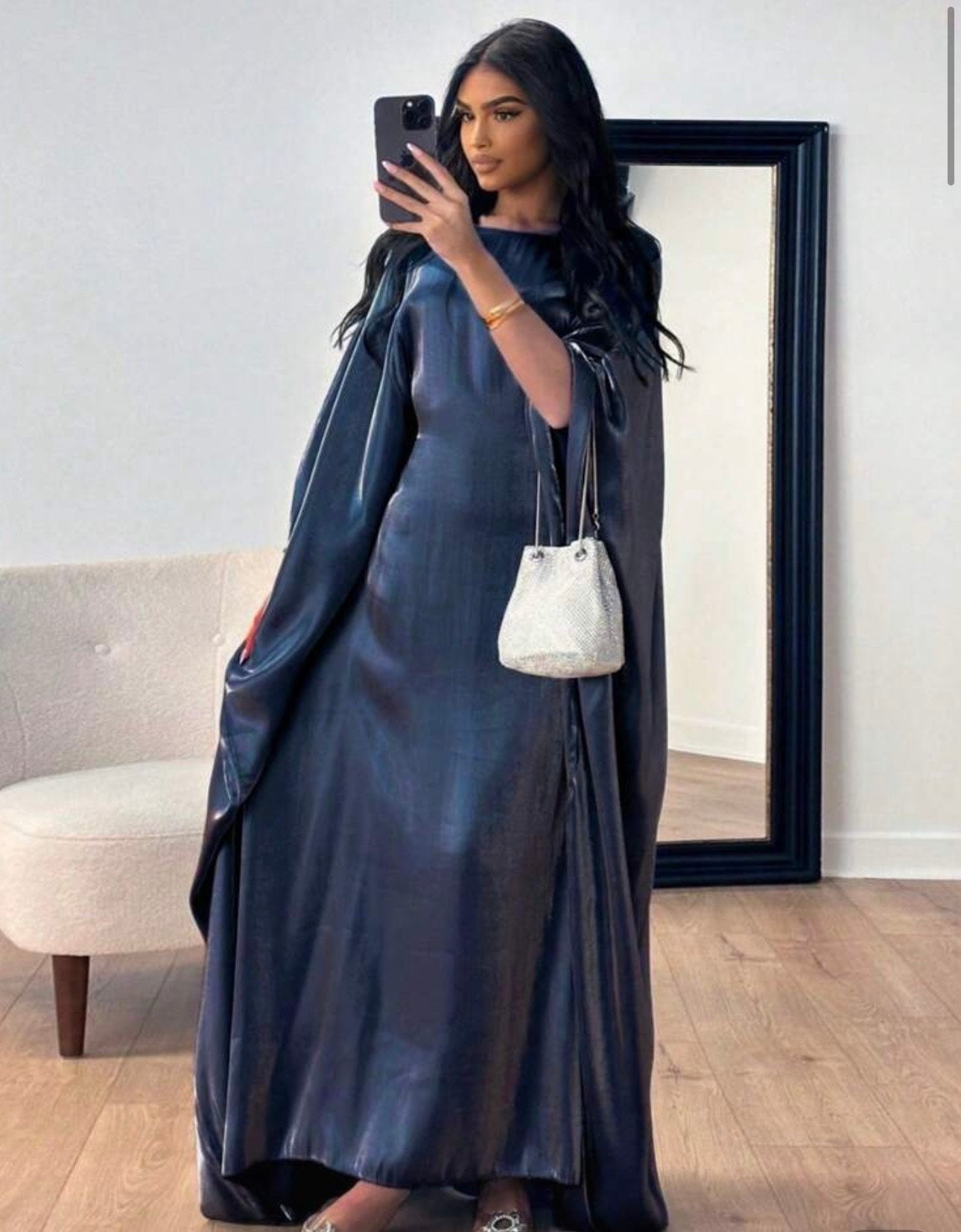 Zarah Butterfly - Wrinkled Satin Abaya